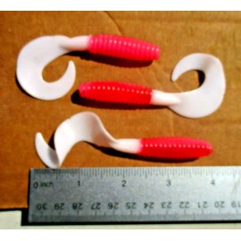 ALL AMERICAN Tournament Quality Soft Plastic Baits 10ct RED-PINK-WHITE 4" Wide Curly Tail GRUBS Bass Fishing Lures Saltwater Baits