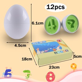 Rshuhx Matching Eggs Toy for Toddlers Number & Color Recognition Early Learning Educational Fun Fine Motor Skills and Montessori Toy Gift Ideal for Easter/Children's Day/Birthday Party 12pcs Number