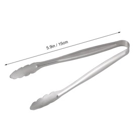 Cabilock Mini Serving Tongs for Food 15 cm Stainless Steel Bread Clip Versatile Use for Kitchen Bar