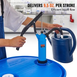 Happybuy Drum Pump - 9.5 oz; Per Stroke; Lever-Action Barrel Type; With 3-Section Suction Tube Assembly & Hose; Fits 5-55 Gallon Drums; Hand Operated for Transferring Water, Alcohol, Corrosive Liquids
