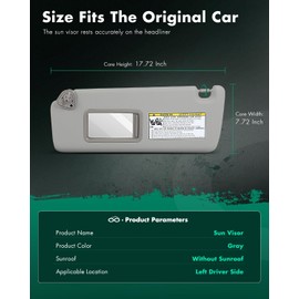 SCITOO Car Sun Visor Assbembly with Mirror Fit for 2004-2007 for Toyota for Highlander Gray Without Sunroof(Left Driver Side)