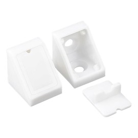LATRAT Pack of 20 White Shelf Brackets Furniture Corner Connectors 90 Degree Plastic Corner Brace Joint Right Angle Screws Included