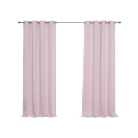 Best Home Fashion Premium Thermal Insulated Blackout Curtains - Stainless Steel Nickel Grommet Top - Baby Pink - 52" W x 84" L (Set of 2 Panels)