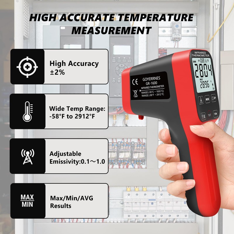 Pyrometer, Rechargeable Touch Screen Laser Thermometer with Bluetooth -58°F to