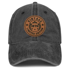 Venrcoxz Vintage 1975 50th Birthday Gifts for Men Women Adjustable Washed Leather Patch Baseball Cap Gift Ideas for Dad Mom