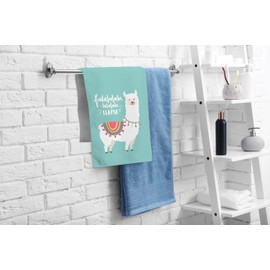 oFloral Llama Hand Towels Cotton Washcloths,FA La La Letter Design Turquoise Comfortable Super-Absorbent Soft Towels for Bathroom Beach Kitchen Spa Gym Yoga Face Towel 15X30 Inch