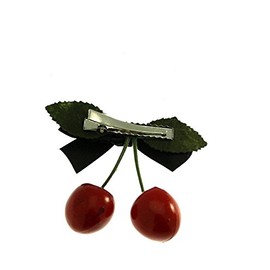 Zac's Alter Ego Cherries Hanging off Black Bow on Concord Clip