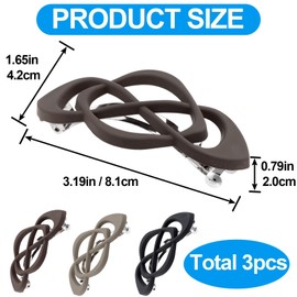 VARMDUKKE 3pcs Vintage Hair Barrette for Women, 3 Colors French Barrette Clip with Strong Hold Grip, Decorative Hair Accessories for Work, Party, Daily