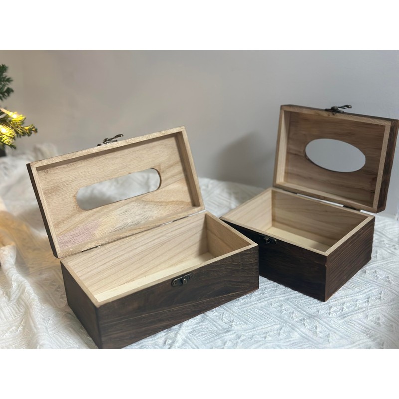 Wooden Tissue Box Cover Kleenexes Box Holder Rectangular Tissue Box
