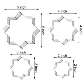 8 Point Star Cookie Cutter Set - Eight Pointed Islamic Star Cookie Cutters Baking Molds 5", 4", 3", 2" - 4 Piece - Stainless Steel