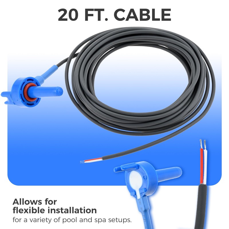 ETERMETA 520272 Replacement Temperature Sensor 20ft Cable, Air/Water/Solar Temperature Sensor,