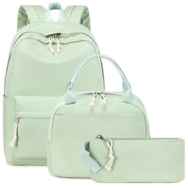 Bluboon Teen Girls School Backpack Kids Bookbag Set with Lunch Box Pencil Case Travel Laptop Backpack Casual Daypacks (Green set -3)