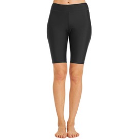 Micosuza Womens Long Swim Shorts Tankini Bottom Beachwear Rash Guard Boy Leg Boardshorts Sun Protection Black