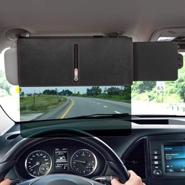 Veharvim Sun Visor for Car with Zipper Slider, Polarized UV400 Car Sun Visor Extension with PC Lens and Side Sunshade,Anti-Glare,UV-Filtering/Protection