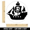 Pirate Ship with Jolly Roger Skull Self-Inking Rubber Stamp Ink