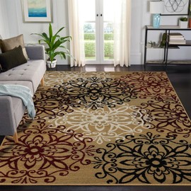 Superior Indoor Area Rug, Jute Backing, Plush Rugs for Entry, Office, Living, Dining, Kitchen, Hardwood Floors, Vintage Aesthetic, Boho Home Decor, Leigh Collection, 4' x 6', Gold