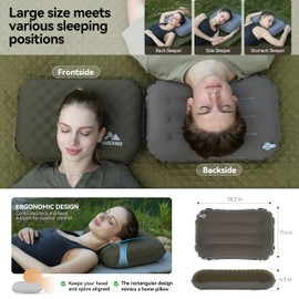 MARCHWAY Inflatable Camping Pillow with Foam Top - Lightweight Compact, Dual-Sided All-Season for Camping, Hiking, Backpacking, Car Travel (Green)