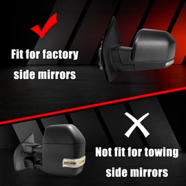 Chrome Direct Replacement Side Mirror Covers Caps for 2015-2020 Ford F150, Directly Replace Style, Not Sticker Style