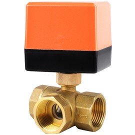 SWAWIS 3-Way Zone Valve Ball Valve Motor Ball Valve DN25 G1 Inch AC 230 V Electric Valve Brass Shut-off Ball Valve Three-Way Valve for Flow Control Pack of 1