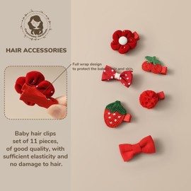 Panpin Mama 11-piece set of girls' hair clips, including bowknot hair clips for toddlers, 2-inch red hair clips for festival celebrations and birthday gifts, suitable for babies with fine hair