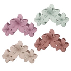 EDLMKM 4PCS Large Flower Hair Claw Clips, Cute Claw Clip Large Hair Clips, Hawaiian Plumeria FLower Claw Clip for Women Thin Thick Curly Hairs, Cute Hairs Claw Accessories for Women Girls