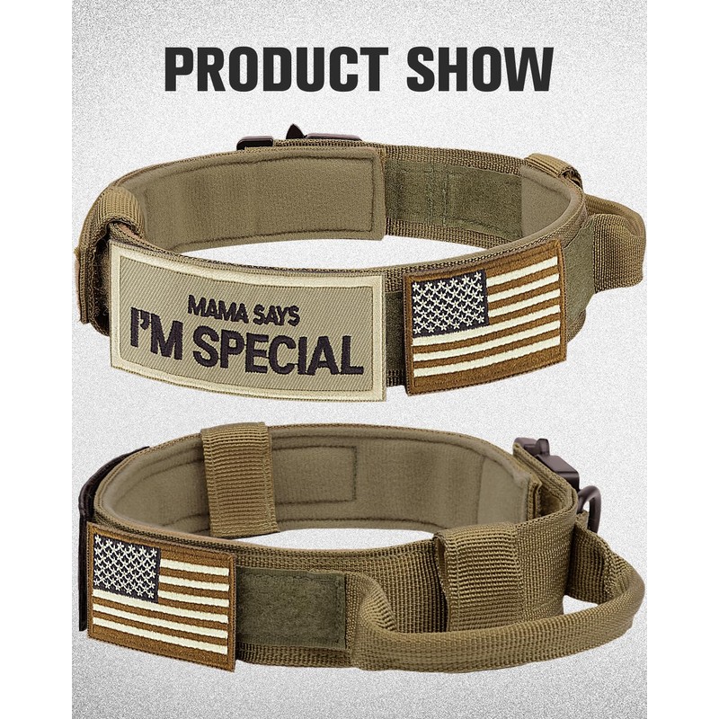 Joytale Tactical Dog Collar with Handle and Metal Buckle, Heavy