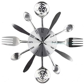 Timelike Reloj de Pared para Cubiertos de Cocina de 14 Pulgadas con cucharas, Tenedores y Cuchillo, Moderno Reloj de Pared 3D para decoración del hogar y Bonitos Regalos