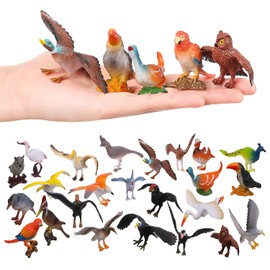 HOMNIVE Vogelfiguren, 24 Stück Realistisches Papagei Rotkehlchen Spielzeugvogel-Set, Feengarten Zubehör, Pädagogisches Spielzeug für Puppenhaus Tortenfigur Geschenk für Kinder