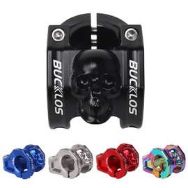 BUCKLOS Skull 31.8mm MTB Stem 35mm Mountain Bike Handlebars Short Stems, 1 1/8 Ultra-Light Hollow CNC Aluminum Alloy Riser Bicycle Stem for AM, XC, BMX, E-Bike, Downhill, Trail, Folding Bike