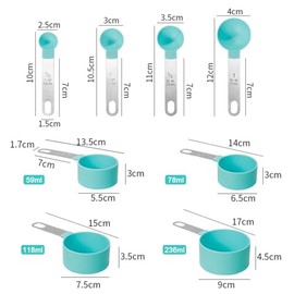 TENXUI - Tazas Medidoras de Cocina Set de 11 Piezas con Diseño Apilable (Verde)