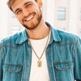 JewelryWe Cross Necklace for Men: Stainless Steel Christian Jesus Crucifix Dog Tag Pendant Necklace Religious Jewelry for Men Women