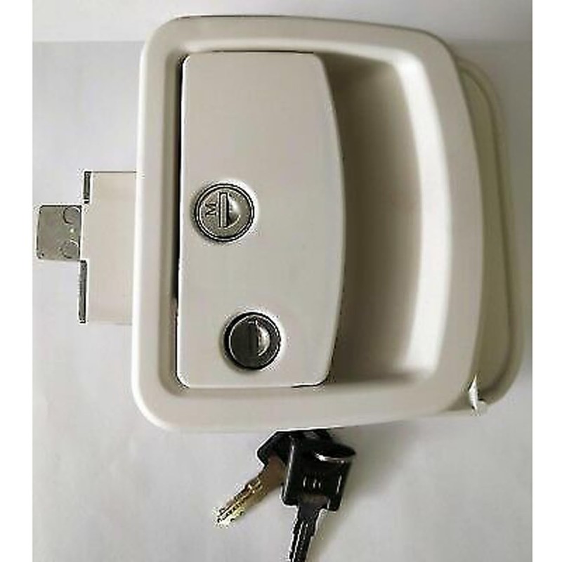 White RV Camper Trailer Entry Door Lock Fastec FIC