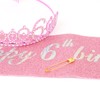 Leixi 6th Birthday Decorations for Girls,Pink Birthday Sash and Crown
