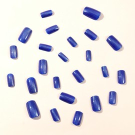 ROFIBUT Blue Press on Nails Medium Square Fake Nails Glossy Gradient Glitter Coffin False Nails Blue Full Cover Glue on Nails Acrylic Nails for Women Girls Manicure Nail Decoration 24Pcs