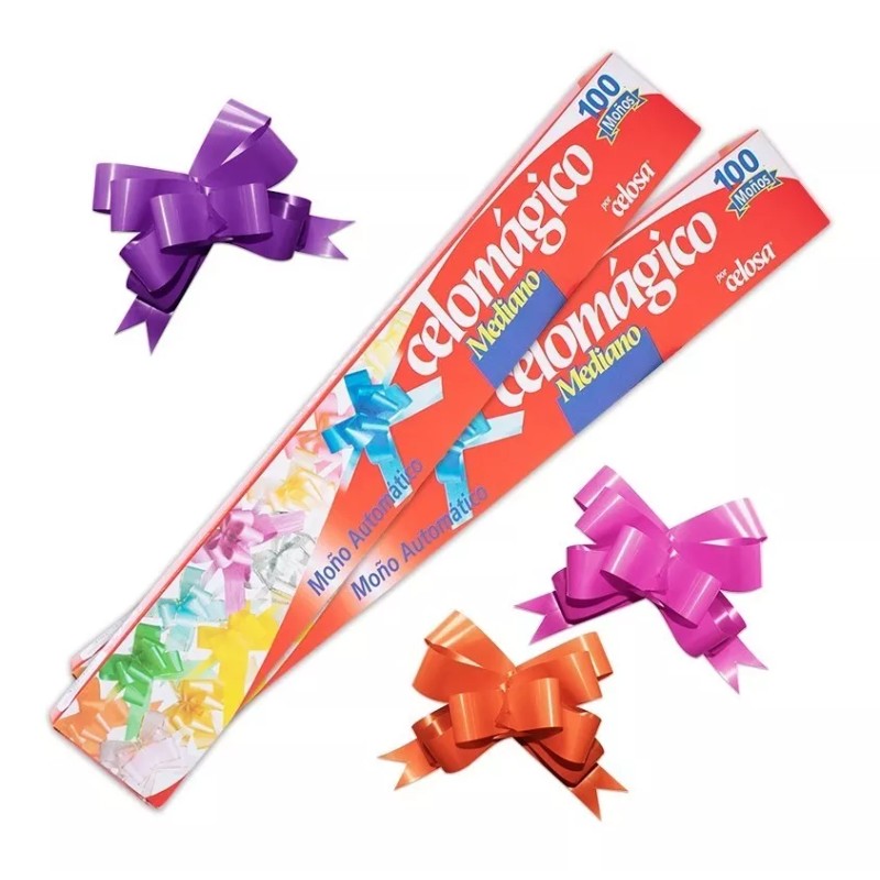 Celosa Pack 100 Moño Celomagico Liso Mediano Solferino Marca Celosa