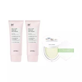 Gita 아트델리 멜라컷 톤업 선크림 50ml x2 + 셀라보 선쿠션 시즌2 23g Art Deli Melacut Tone-up Sunscreen 50ml x2 + Selabo Sun Cushion Season 2 23g