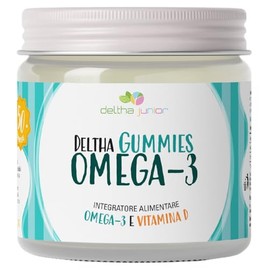 Omega-3 per bambini e ragazzi in gommose vegetali Made in Italy con DHA, EPA e Vitamina D. Gusto Arancio Fragola Limone. No glutine, No lattosio No zuccheri aggiunti