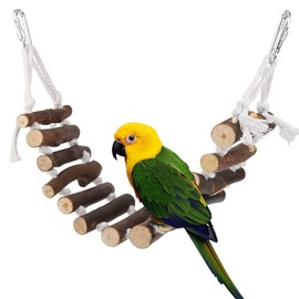 Vegena Bird Toy, Set of 9 Birds Wooden Ladder Toy with Landing Area Bird Cage Accessories for Budgies Parrots Greys Cockatiels Finches Parakeets Macaws Cockatoos