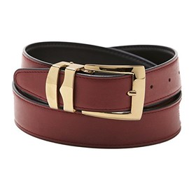 Reversible Belt Bonded Leather Removable Gold-Tone Buckle BURGUNDY/Black 36