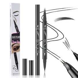 WAJJYM Eyebrow Pen,Microblading Eyebrow Pen,Magical 2-in-1 Dual-Ended Eye Brow Pencils,2-Fork-Tip & Precise BrushPrecise,Shapes,Defines,Fills Brows,Contours,Combs,Tames,Long-Lasting,black