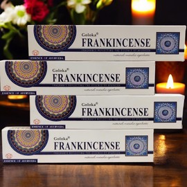 Goloka Frankincense Incense Sticks, 15g x 4 Packs, Essence of Ayurveda