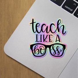 Holographic Decal Stickers of Teach Like A Boss Premium Waterproof Vinyl Decal Stickers for Laptop Phone Accessory Helmet Car Window Mug Tuber Cup Door Wall Decoration ANDVER3c96882HO