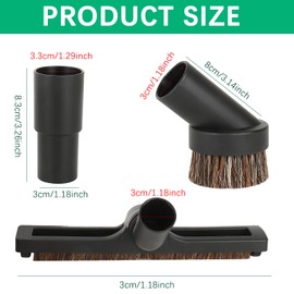 Dkaikai Hardwood Floor Brush & Round Horsehair Dust Brush Combo: 360° Swivel Head, 1.25” Vacuum Port, Compatible with Hoover, Eureka, Shark and Most Vacuums