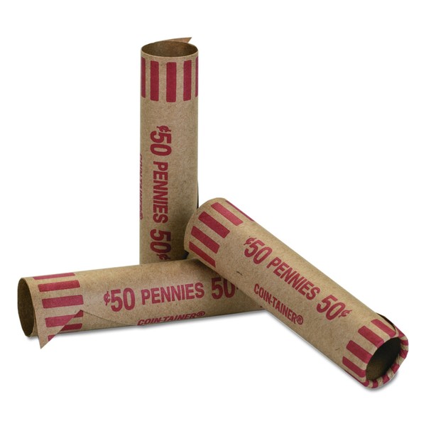 MMF Industries Preformed Coin Wrappers, Pennies, Tubular, 1000 Wrappers per