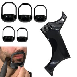 SSuirk Beard Shaping & Styling Tool with Comb – Clear Beard Guide Shaper for Men, Goatee Trimmer Template, Mustache & Sideburns Outliner, Symmetric Jaw, Cheek & Neck Line, Black