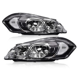 G-PLUS LED Headlights Assembly Fit Chevy Monte Carlo 2006 2007/Chevy Impala 2006-2013/Chevy Impala Limited 2014-2016 DRL Corner Headlamps Clear Lens Chrome Housing Clear Reflector,faros delanteros