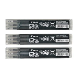 Frixion Erasable Pens, Bundle of 9 Refill Black Gel Ink Fine Point 07