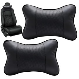 Car Neck Pillow, 2 Pieces Leather Car Neck Pillow Neck Rest Pillow Headrest Pillow for Car Seat Headrest Cushion, Car Pillow Neck Support Pillow Headrest Pillow for Head Neck