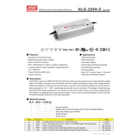 [PowerNex] Mean Well HLG-320H-C1750A 183V 1750mA 320.25W Single Output Switching LED Power Supply with PFC