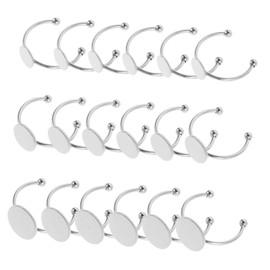 OHPHCALL 30pcs Stainless Steel DIY Ring Base Findings Flat Round Bezel Tray for Jewelry Making Adjustable Cuff Ring Settings